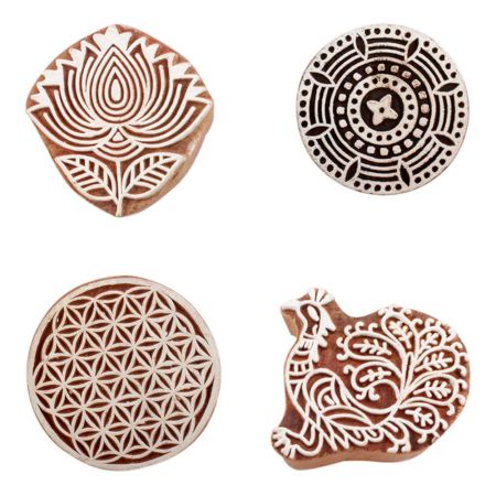 Set of 4 Piece New Mix Wooden Printing Block